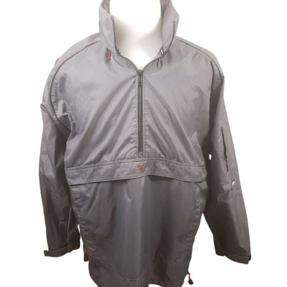 Nike Windbreaker Jacket Men Large Hooded Parka Golf Water Resistant Nylon Gray